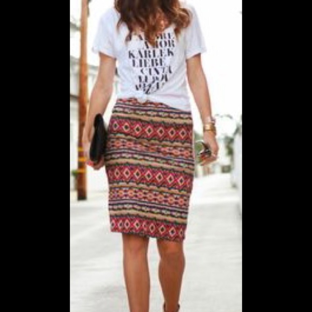 Matty M. Pink multicolor Midi Knitted Lined Jersey Stretch Casual Pencil Skirt